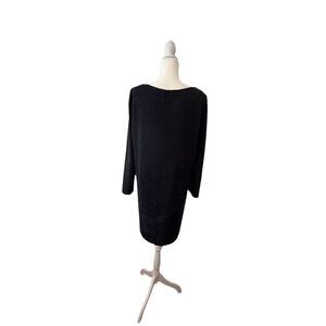 open lace back dress St. John Caviar Short Sleeve Peplum Dress Black Wool Pique Size 4 NEW   Celebrity Owned
